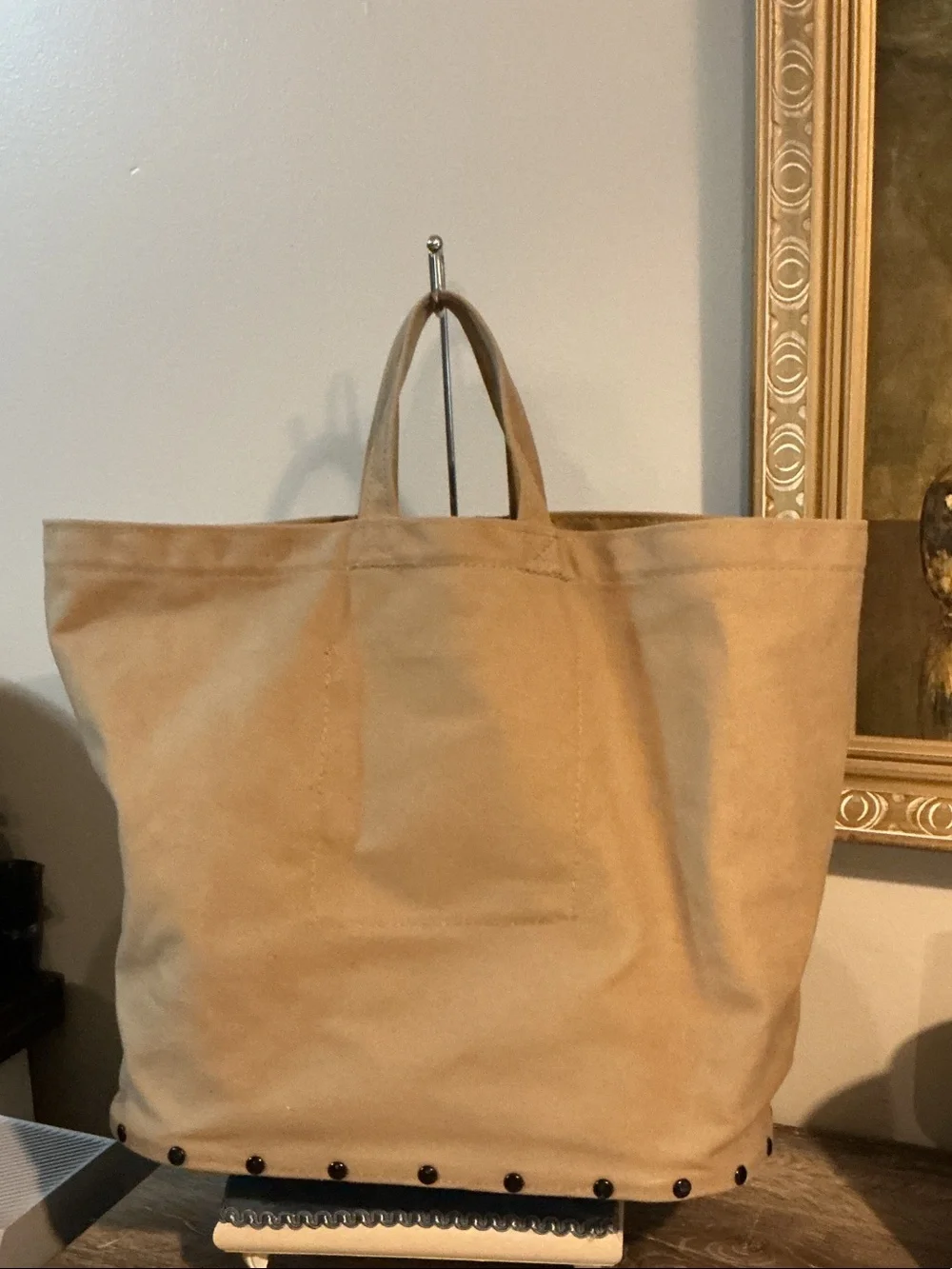 Handmade Amish Canvas Tote Bag in Tan Large Everyday Carryall 16x15x9 EthridgeTN - Picture 2 of 7
